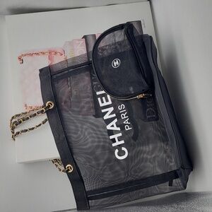 New, CC Beauty Mesh Tote & cosmetic pouch